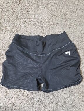 BIZA Women's High-Waist Black Athletic Shorts, Black/Charcoal Color, Like New